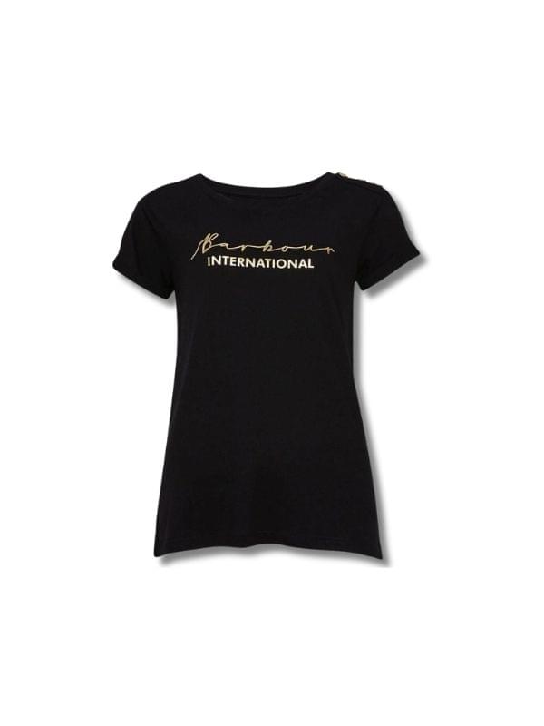 Barbour International Women Grid T-Shirt Black Size US8 T-Shirt product image with Barbour