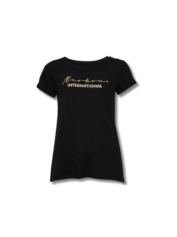 Barbour International Women Grid T-Shirt Black Size US8 T-Shirt product image with Barbour