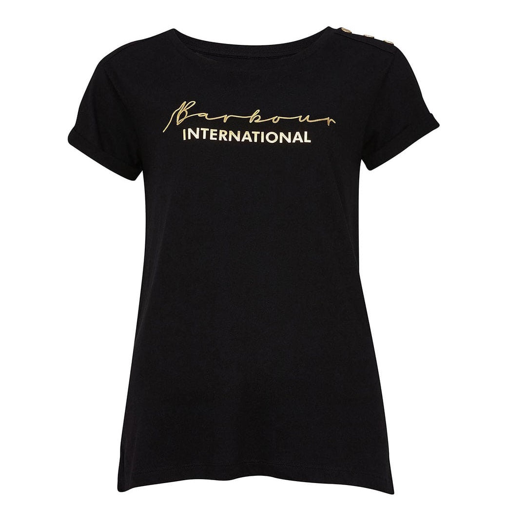 Barbour International Women Grid T-Shirt Black Size US10 T-Shirt product image with Barbour