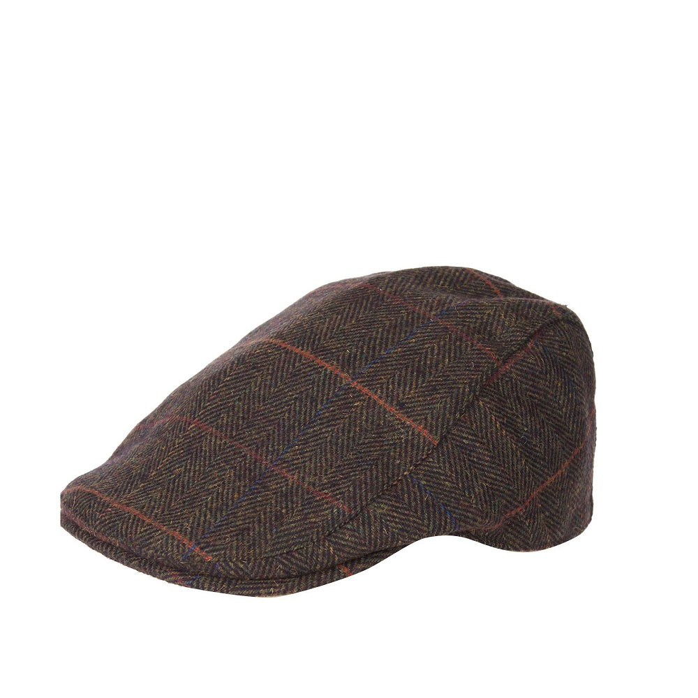Barbour Cheviot Flat Cap Olive Herringbone - Size S