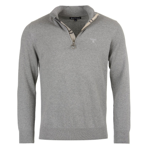 Barbour Cotton Half Zip Sweater in Grey Marl Size M