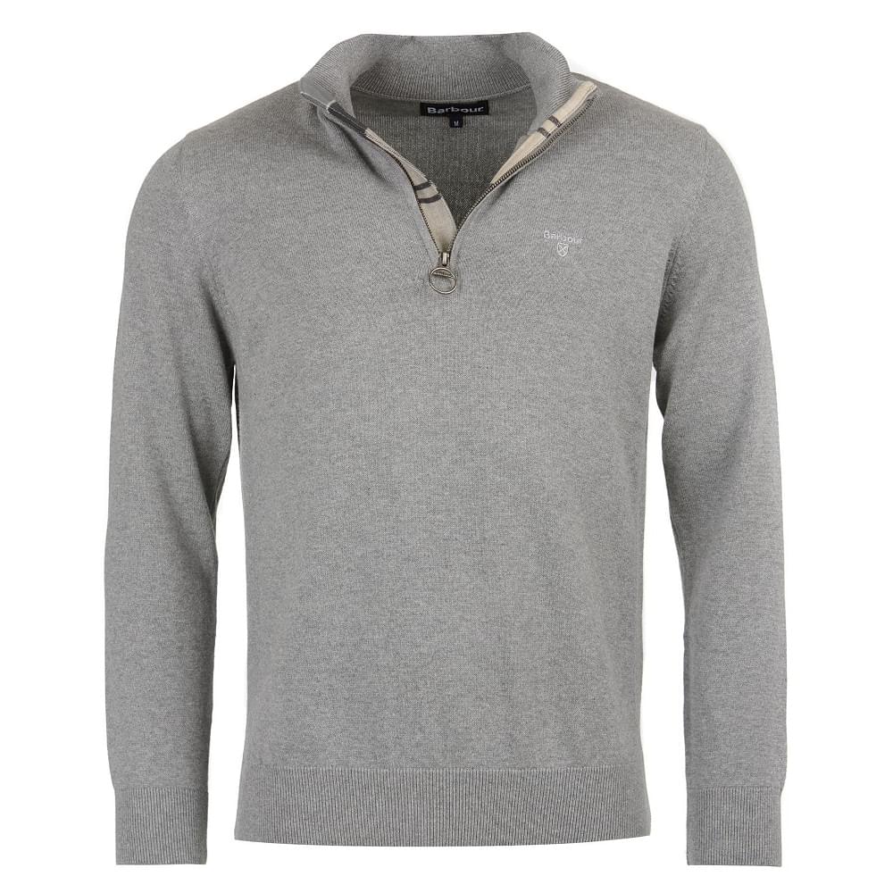 Barbour Cotton Half Zip Sweater in Grey Marl Size M Sweater product image with Barbour