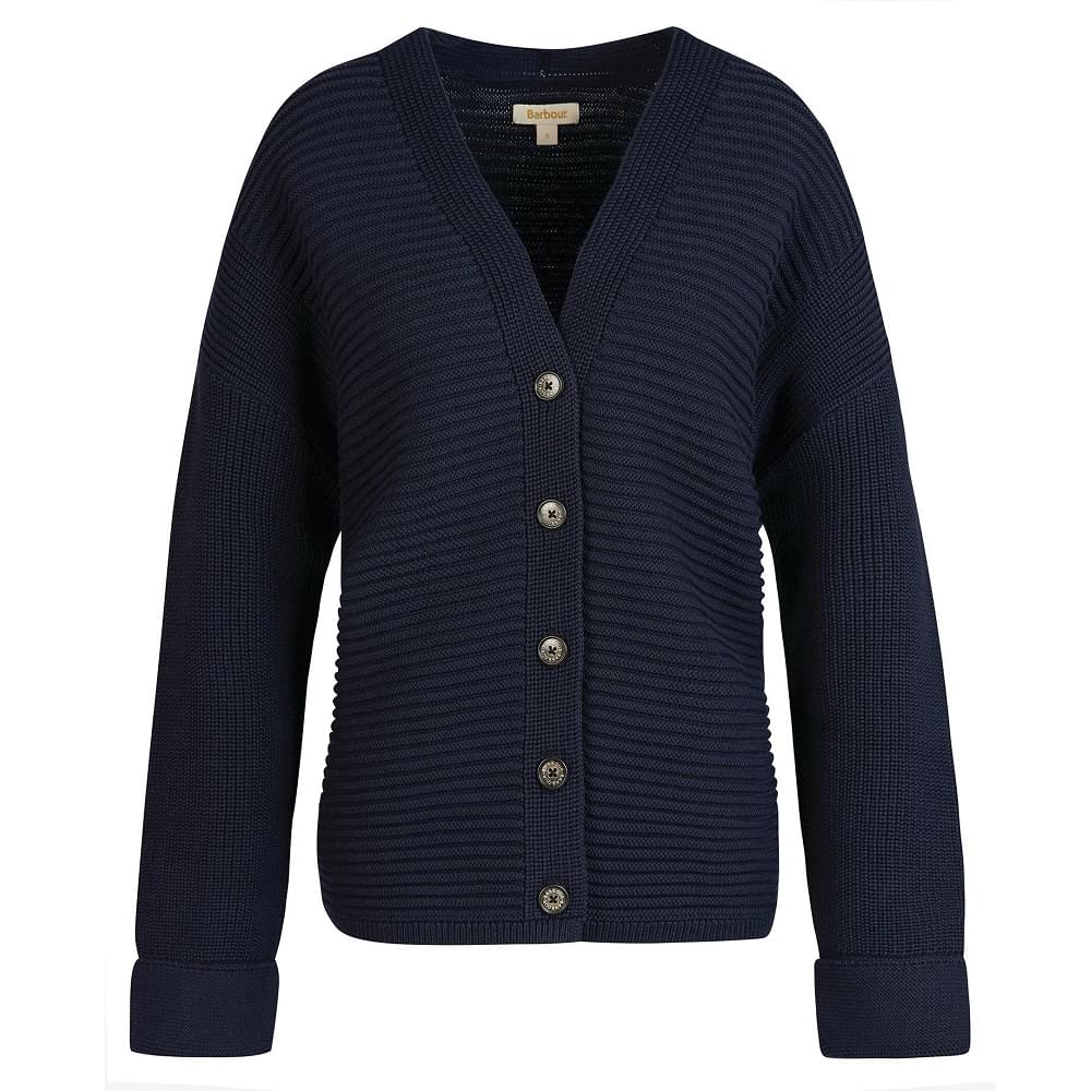 Barbour Stitch Guernsey Button Cardigan In Navy Cardigan product image with Barbour