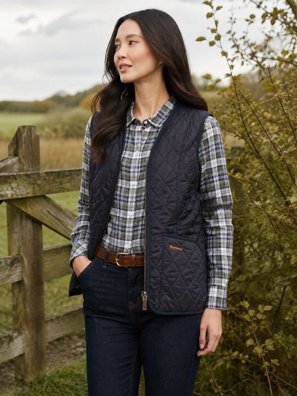 Barbour Womens Fleece Betty Liner Dark Olive Size US2 product image with Barbour