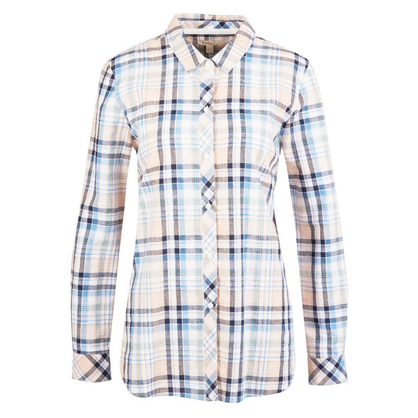 Barbour Seaglow Shirt In Off White Check Size US4