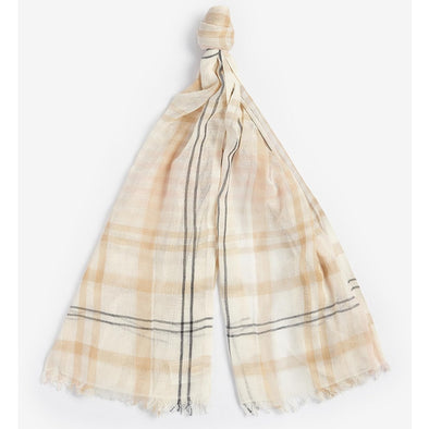 Barbour Ryhope Check Scarf wrap Primrose Hessian One Size