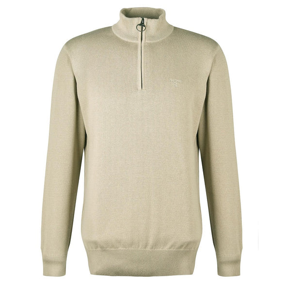 Barbour Cotton Half Zip Sweater in Washed Stone Size-XXL