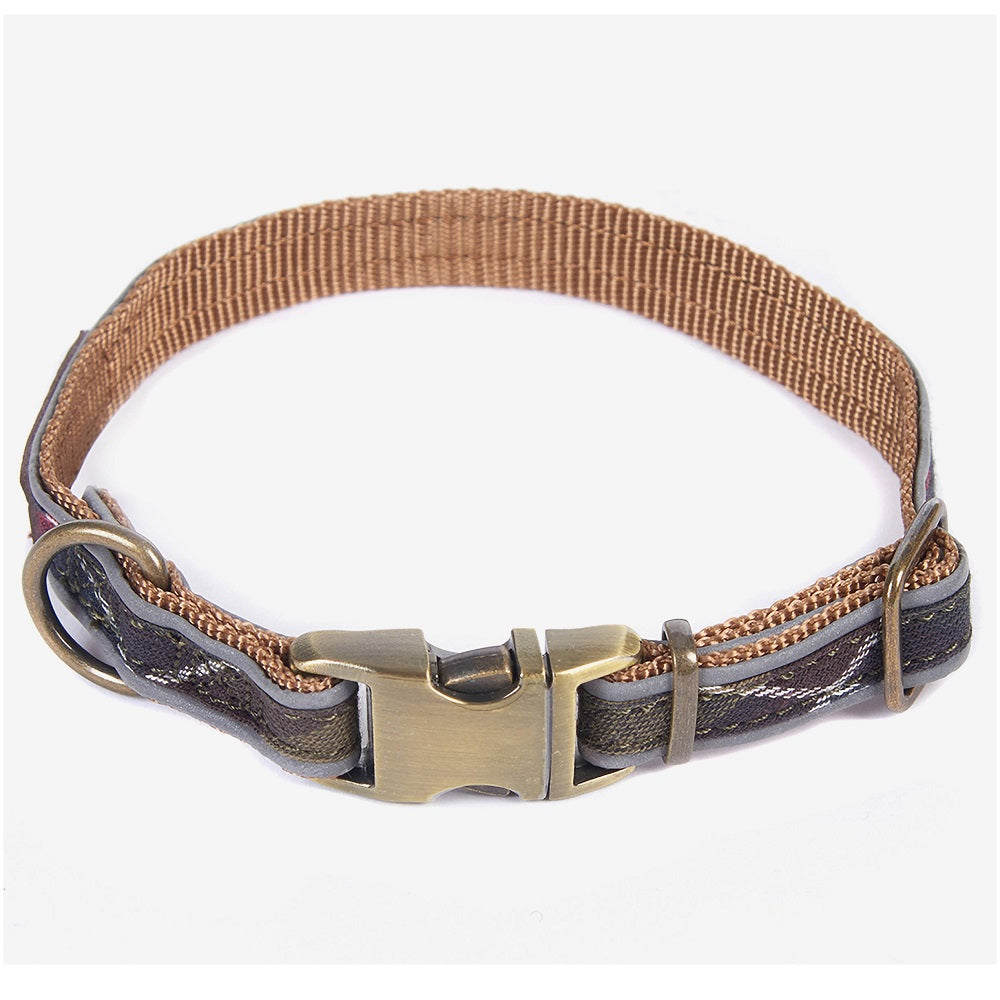 Barbour Reflective Tartan Dog Collar in Classic Tartan Size S