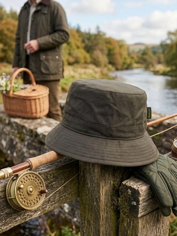 Barbour Wax Bucket Hat Olive Size XXL Bucket Hat product image with Barbour, Wax