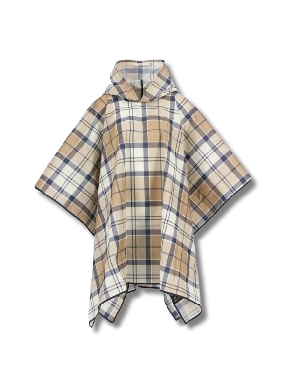  Barbour Portree Tartan Showerproof Poncho In Hessian/Navy Tartan One Size Best of British NBPT  Ponchos Barbour.