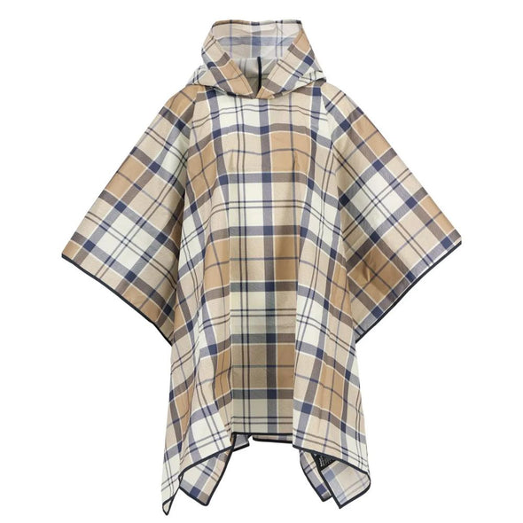 Barbour Portree Tartan Showerproof Poncho In Hessian/Navy Tartan One Size
