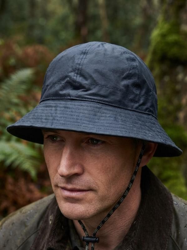 Barbour Transport Waxed Hat In Navy Hat product image with Barbour