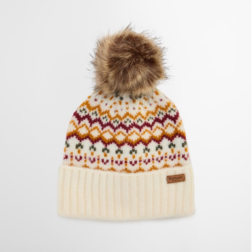 Barbour Kingsford Fair Isle Beanie Hat Cloud One Size