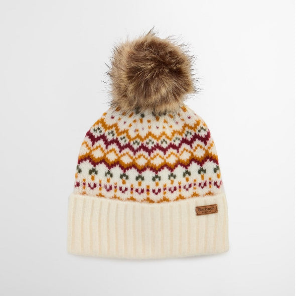 Barbour Kingsford Fair Isle Beanie Hat Cloud One Size