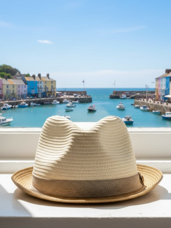 Barbour Ashill Trilby Summer Hat Ecru/Tan Size S Trilby product image with Barbour