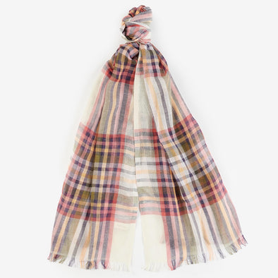 Barbour Summer Lonnen Checked Scarf In Classic White