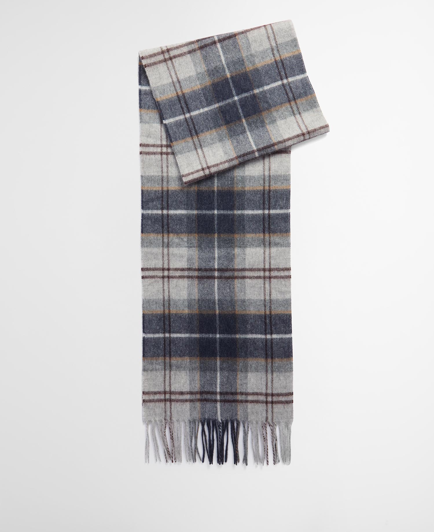 Barbour Wool Cashmere Tartan Scarf In Grey Midnight Tartan One size