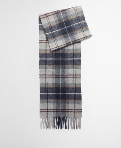 Barbour Wool Cashmere Tartan Scarf In Grey Midnight Tartan One size