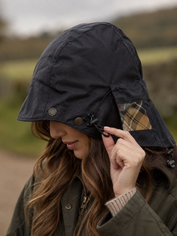 Barbour Waxed Cotton Men's Hood - Navy Best of British NBPT  Men.