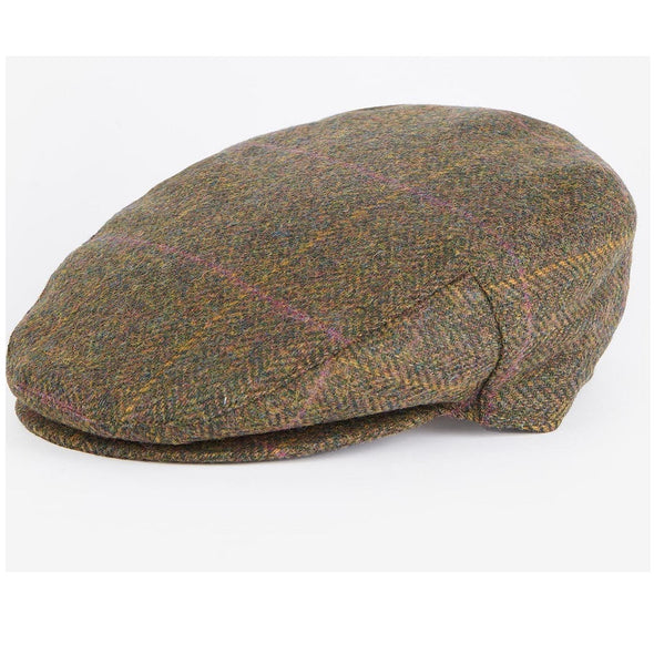 Barbour Cairn Flat Cap Olive/Purple/Red Size 7
