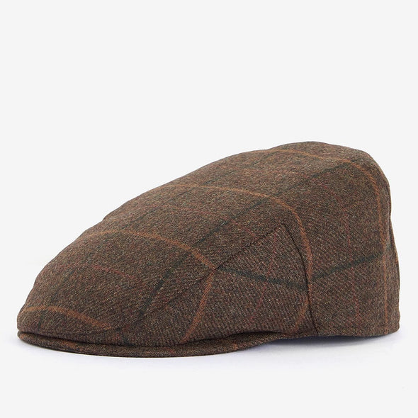 Barbour Crief Flat Cap in Classic Brown Size 7
