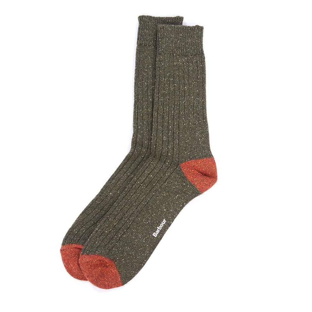 Barbour Houghton Socks Olive/Burnt Orange Size L product image with Barbour