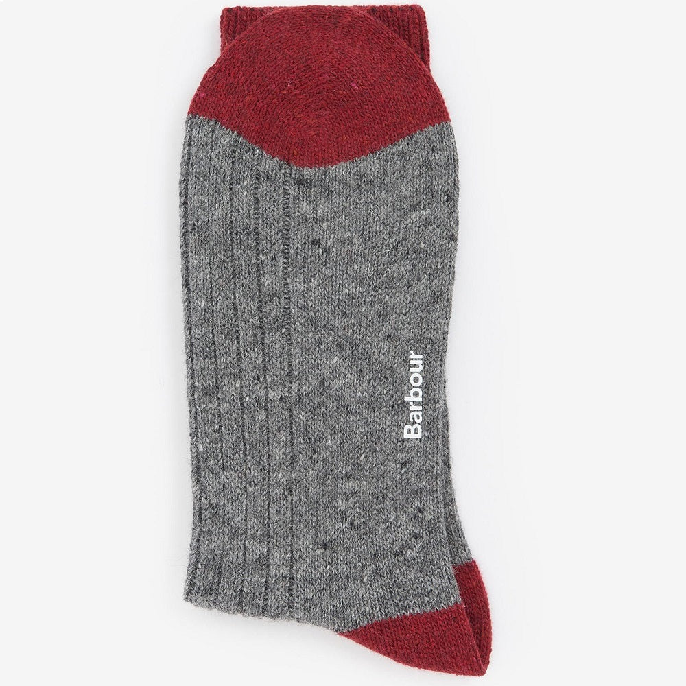 Barbour Houghton Socks Mid Grey/Red Size L product image with Barbour