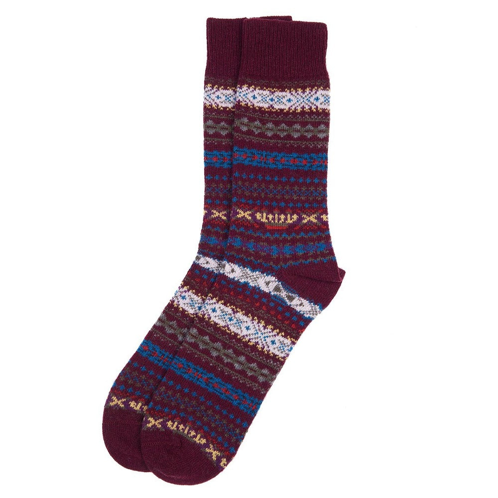 Barbour Boyd Sock Burgundy Mix Size L