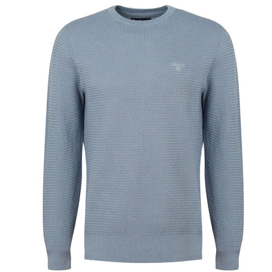 Barbour Fleming Knitted Crew Neck Jumper In Washed Blue