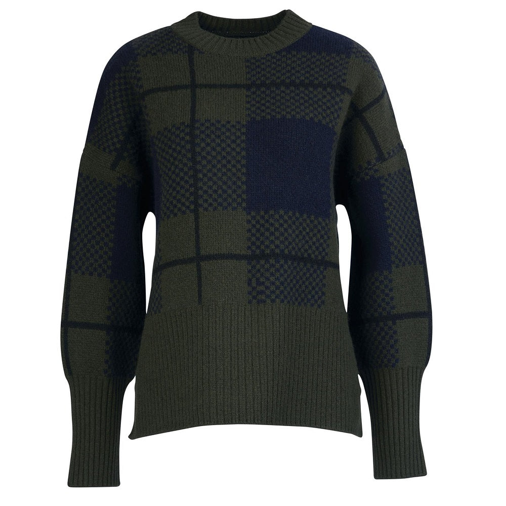 Barbour Gloria Knitted Jumper Classic Black/Sage Tartan US Size 10