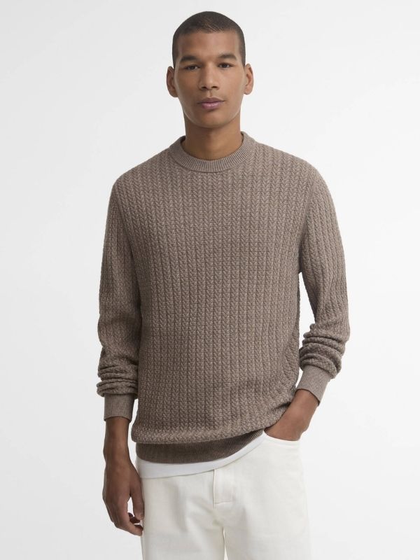 Barbour Herringbone Hermoine Crew Neck Jumper Stone XL