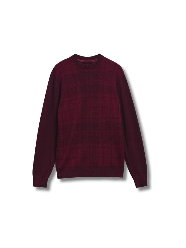  Barbour Mineral Tartan Burgundy Crew Neck Jumper Best of British NBPT  Sweaters Barbour.