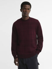 Barbour Mineral Tartan Burgundy Crew Neck Jumper