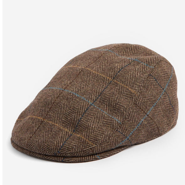 Barbour Cheviot Flat Cap Brown Herringbone - Size S