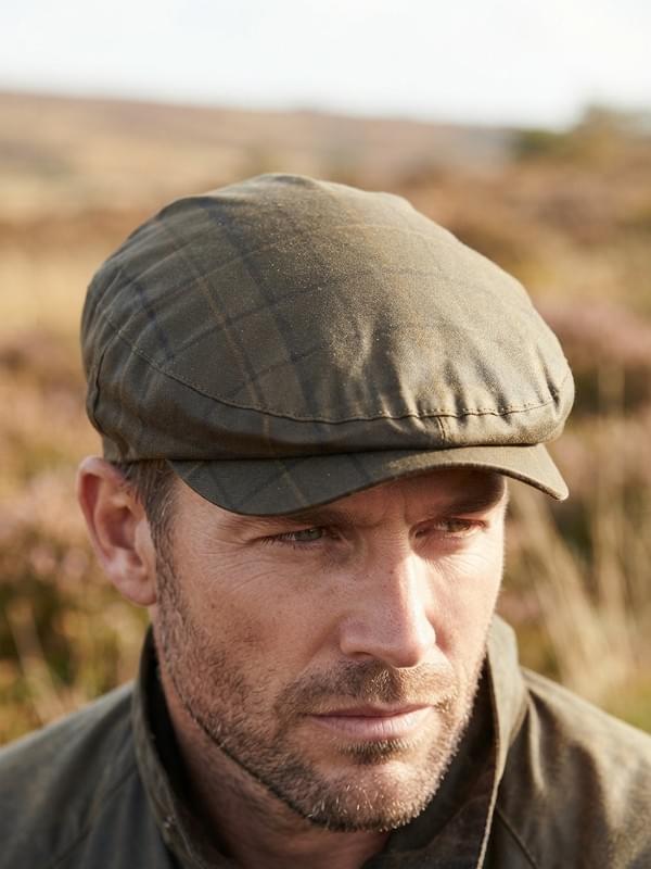 Barbour Cheviot Tartan wax Cap Olive Cap product image with Barbour, Tartan, Wax