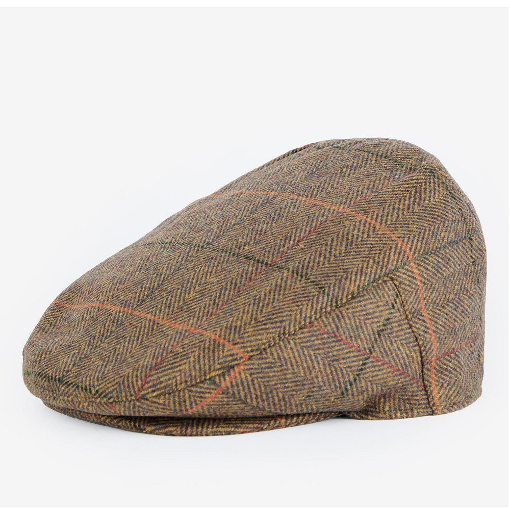 Barbour Wilkin Flat Cap Olive/Orange/Red Size S