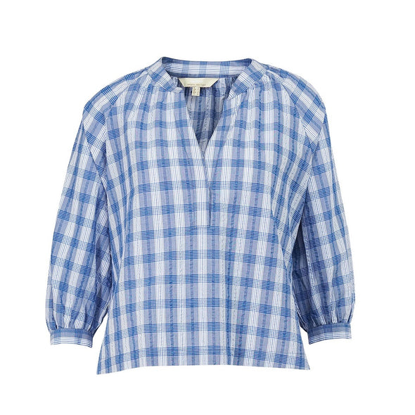Barbour Renfew Top In Bluebell Check Size US14