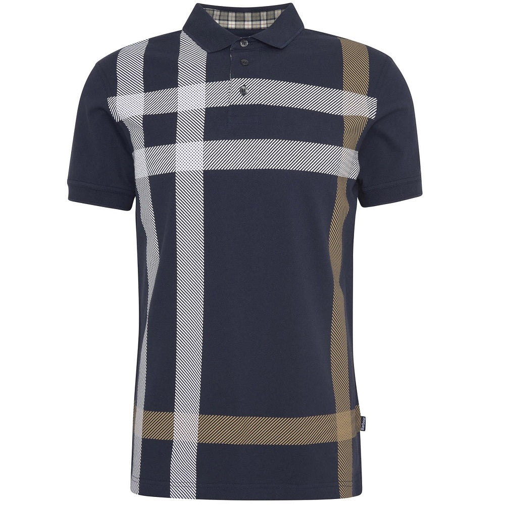 Barbour Blaine Tartan Short-Sleeved Polo Shirt Navy/Pine Size L