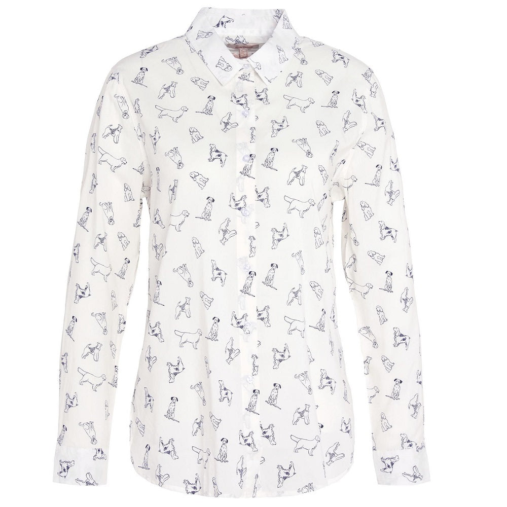 Barbour Safari Long-Sleeved Shirt Linear Dog Print Size US 4