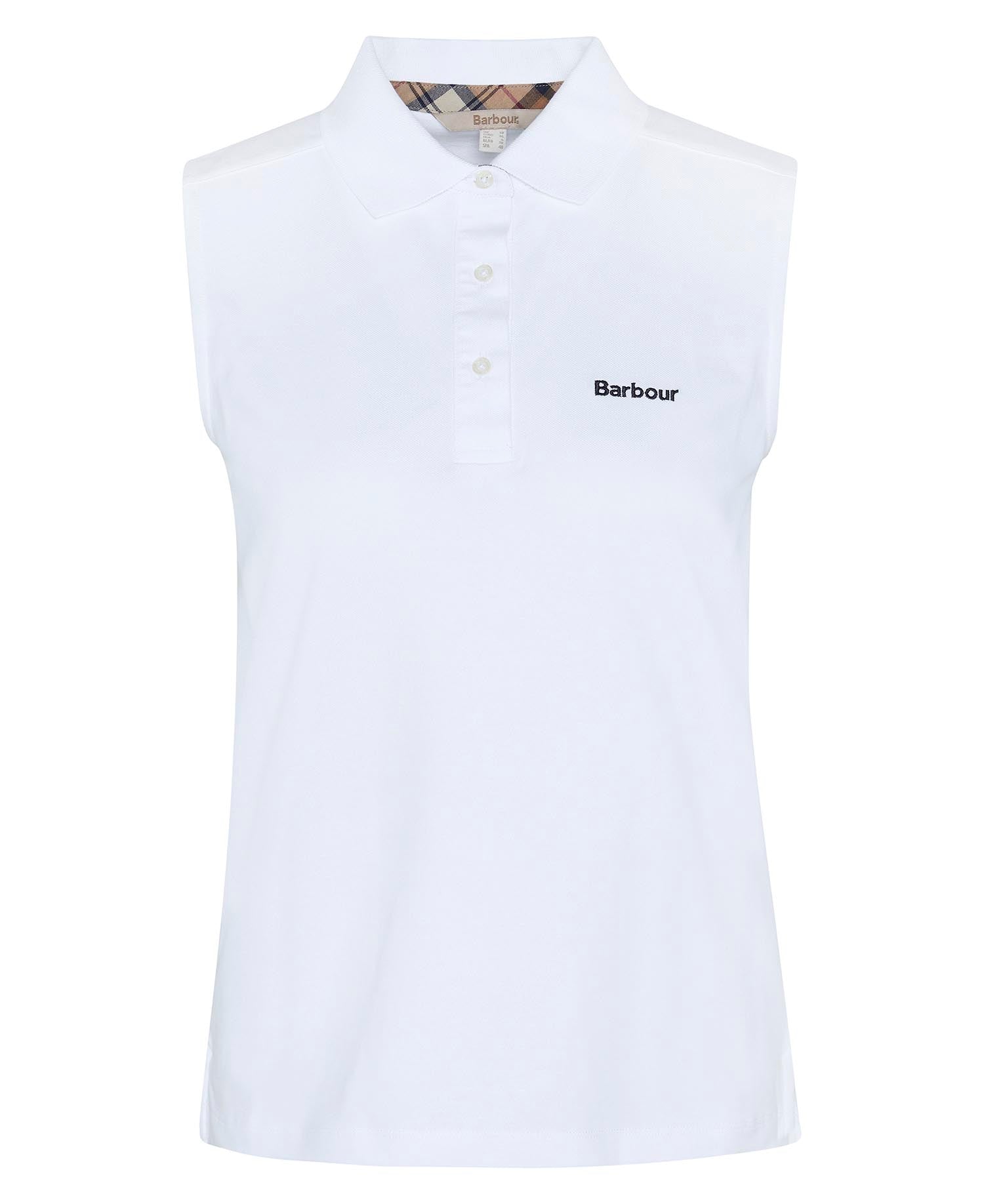 Barbour Bowford Sleeveless Polo Shirt White Polo Shirt product image with Barbour