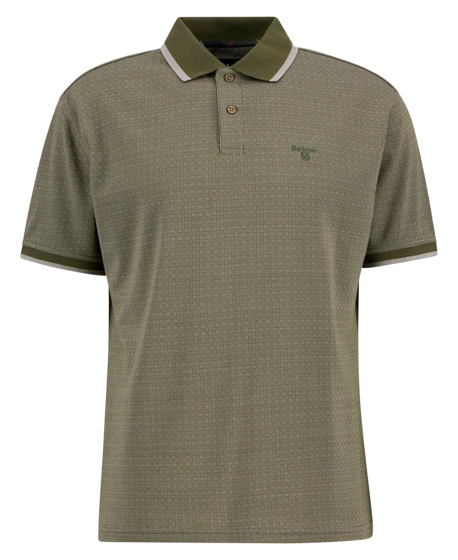 Barbour Weston Textured Polo Shirt In Mid Olive Size L