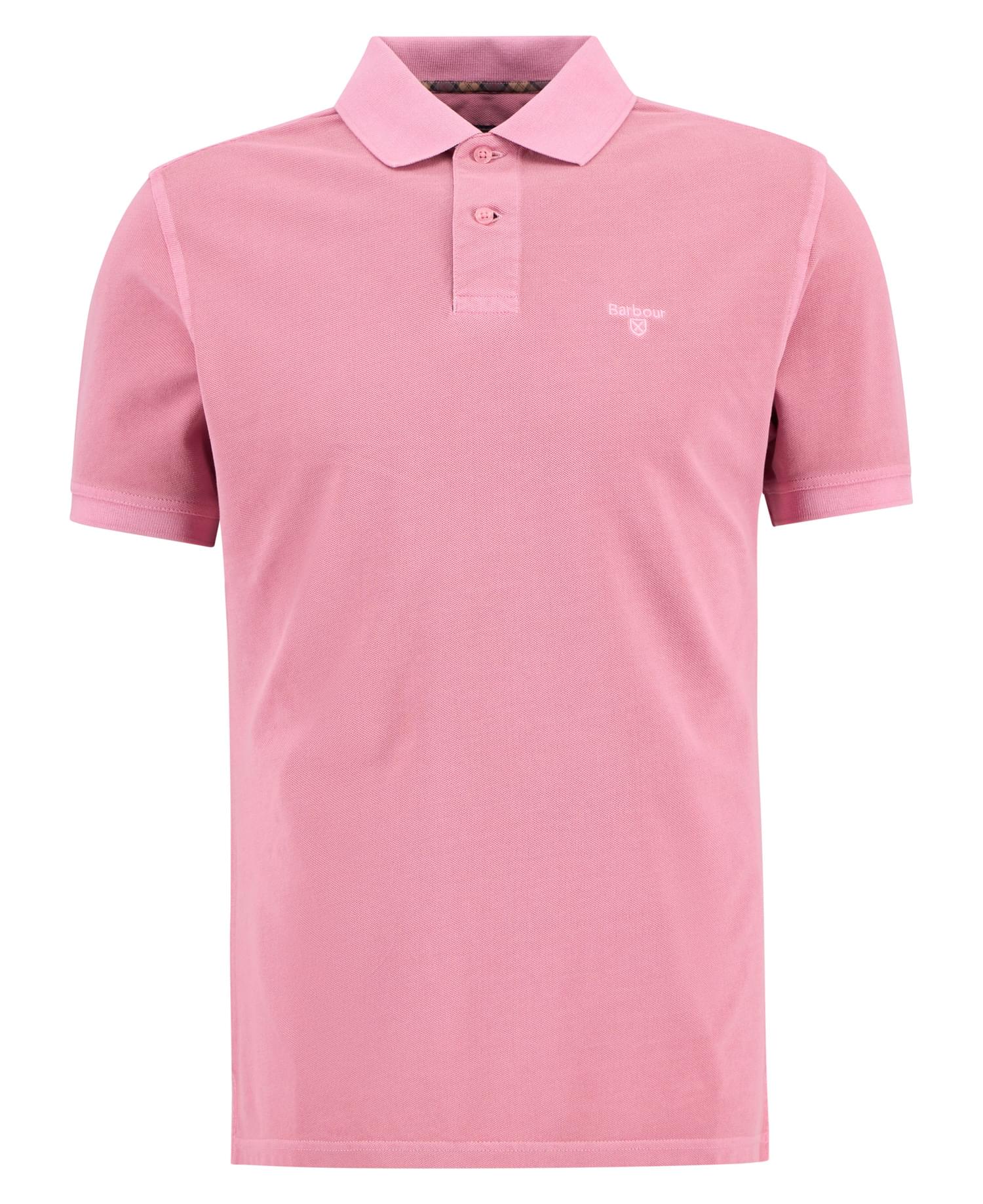 Barbour Washed Tartan Tailored Fit Pique Polo Washed Pink product image with Barbour, Tartan