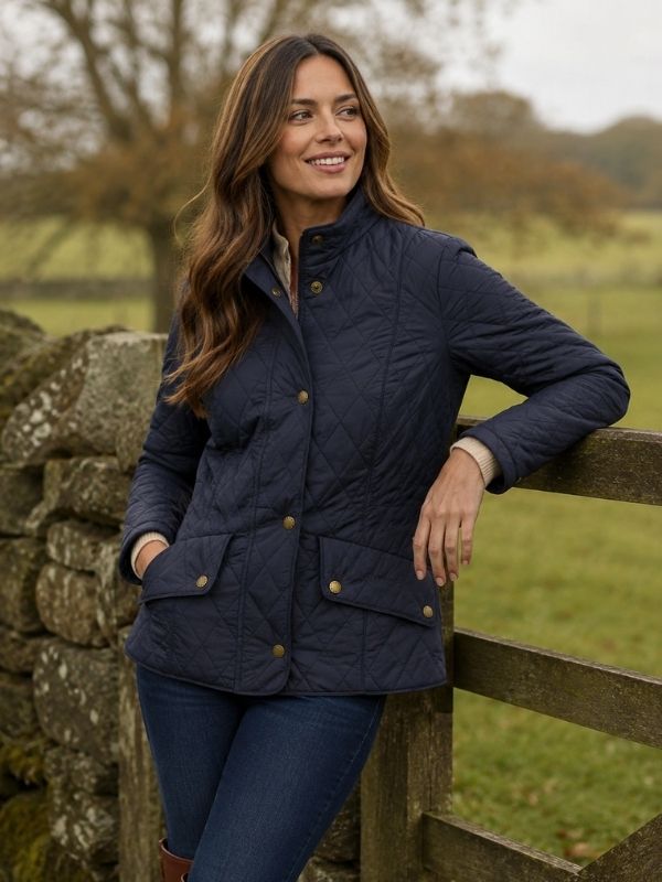  Barbour Flyweight Cavalry Quilted Jacket Navy-Navy Best of British NBPT  Women.