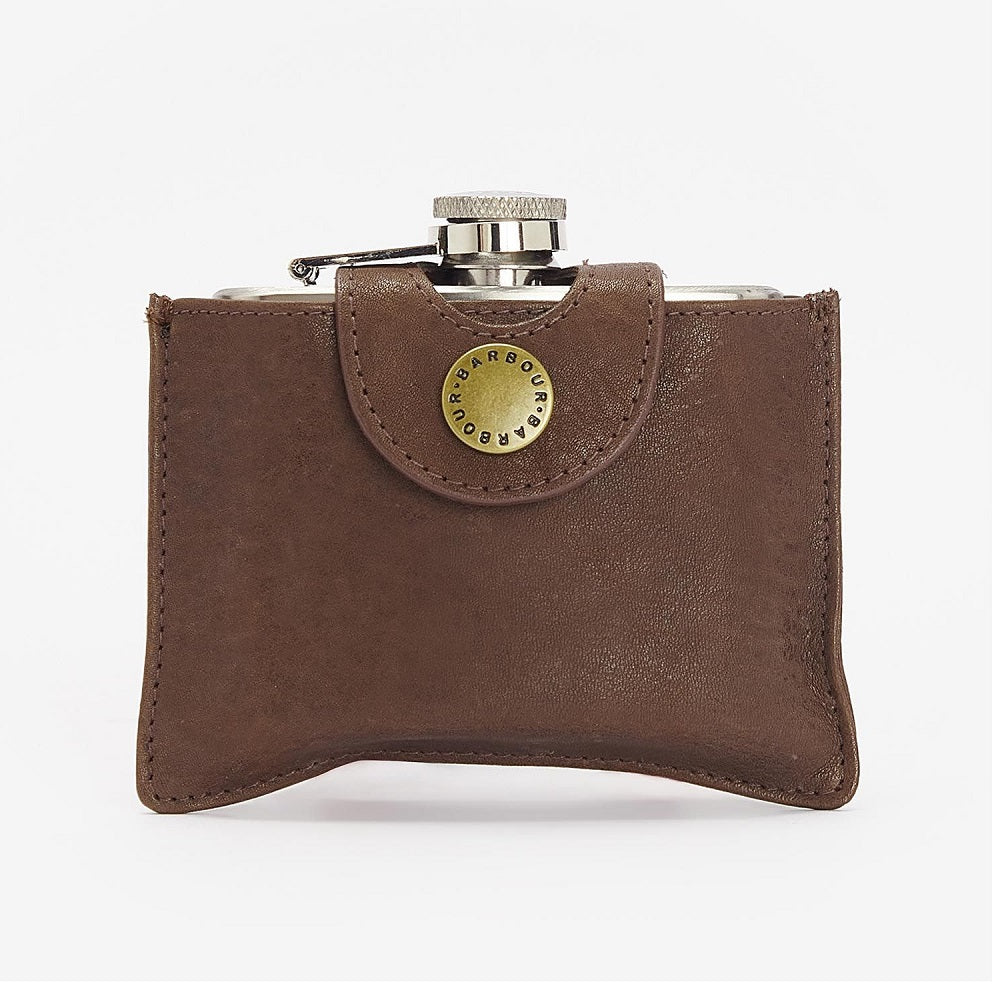 Barbour 4oz Hinged Hipflask Brown One Size