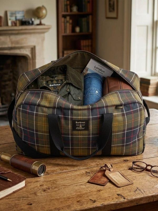 Barbour Torridon Tartan Holdall In Classic Tartan Olive Bag One Size Holdall product image with Barbour, Tartan, Classic
