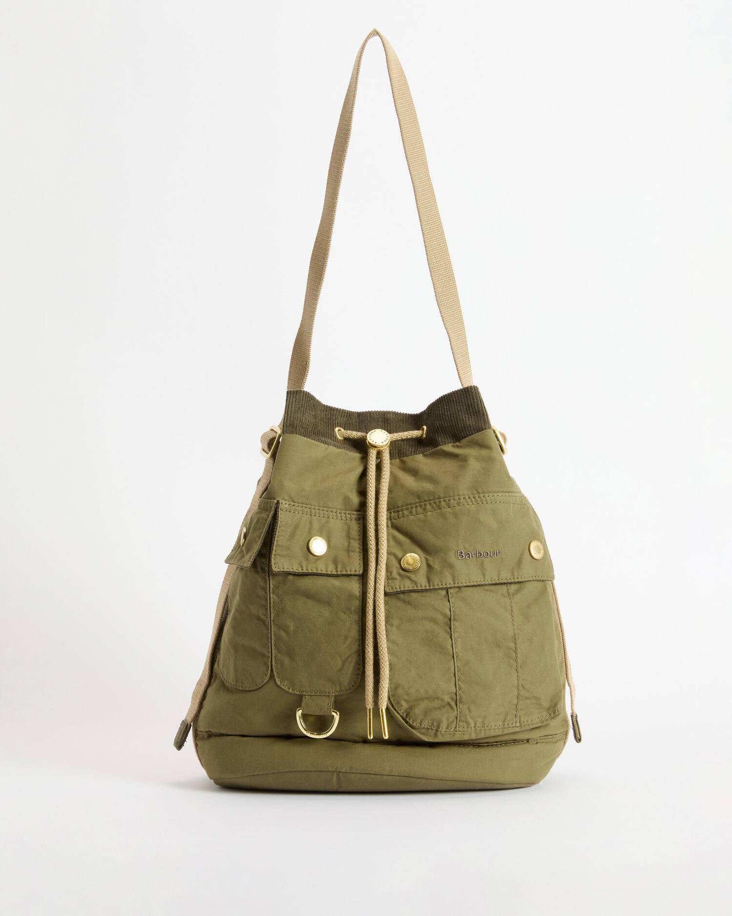 Barbour Mia Drawstring Tote Bag In Dusky Green One Size
