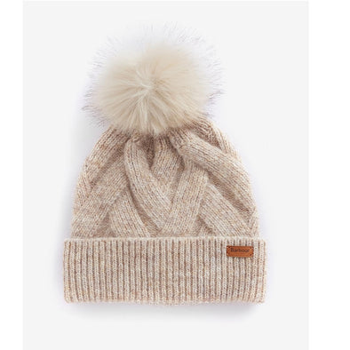 Barbour Dace Cable-Knit Beanie Sand Beige One Size