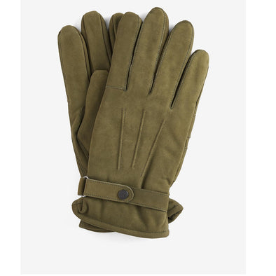Barbour Insulated Leather Gloves Olive