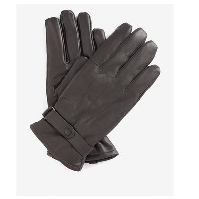 Barbour Insulated Burnished Leather Gloves Dark Brown