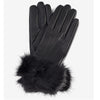 Barbour Faux Fur Trimmed Leather Gloves Black